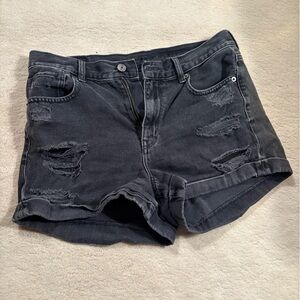 American Eagle Outfitters Dark Gray Distressed Jean Shorts